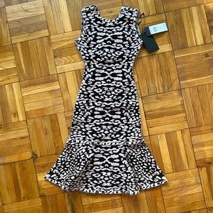 Herve Leger Fluted Midi Dress XXS New w/ Tags